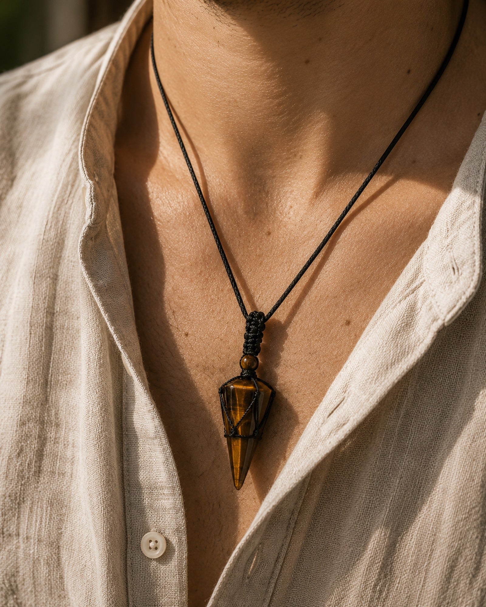 Pointed Stone Pendant Necklace worn