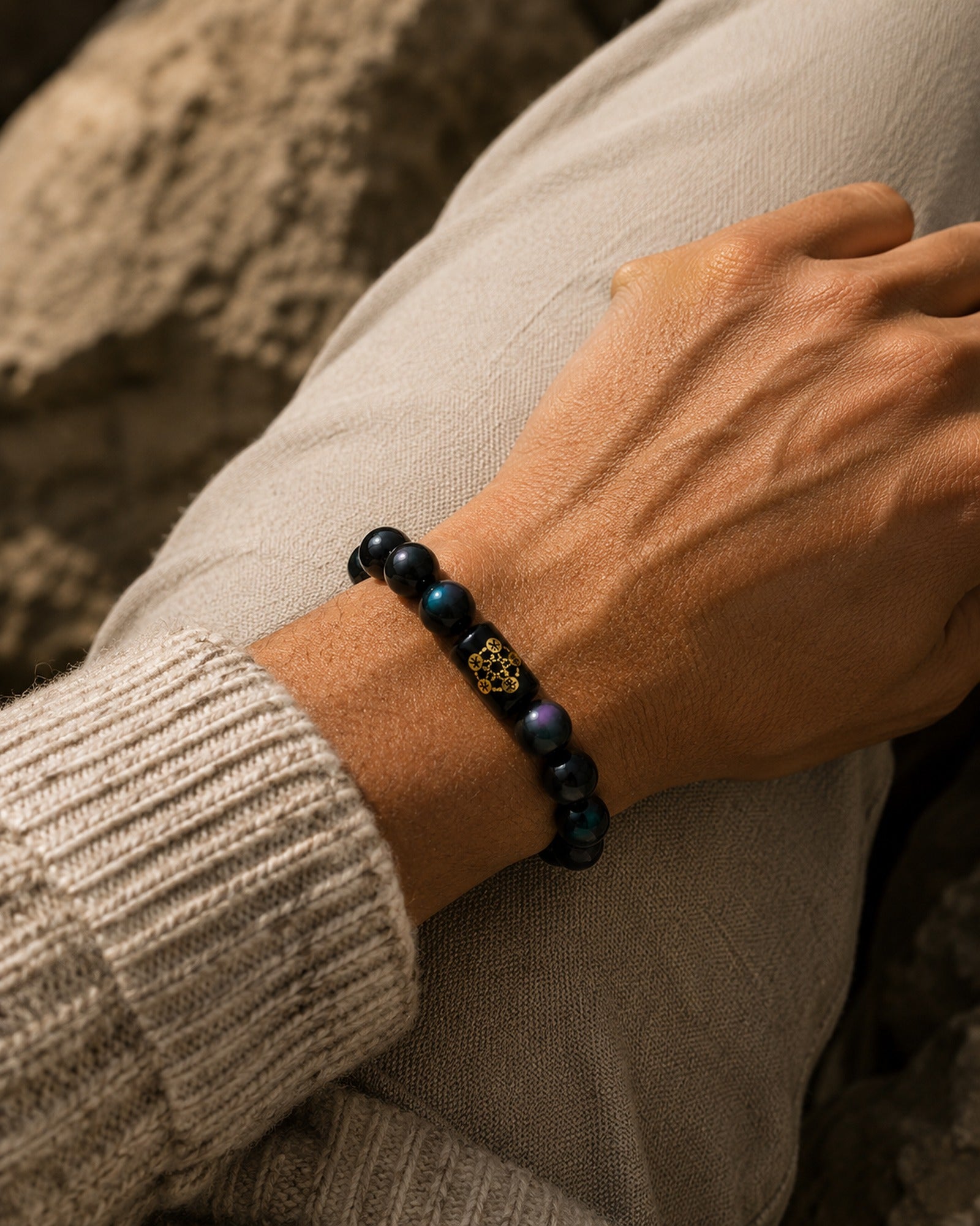 Rainbow Obsidian Bracelet worn