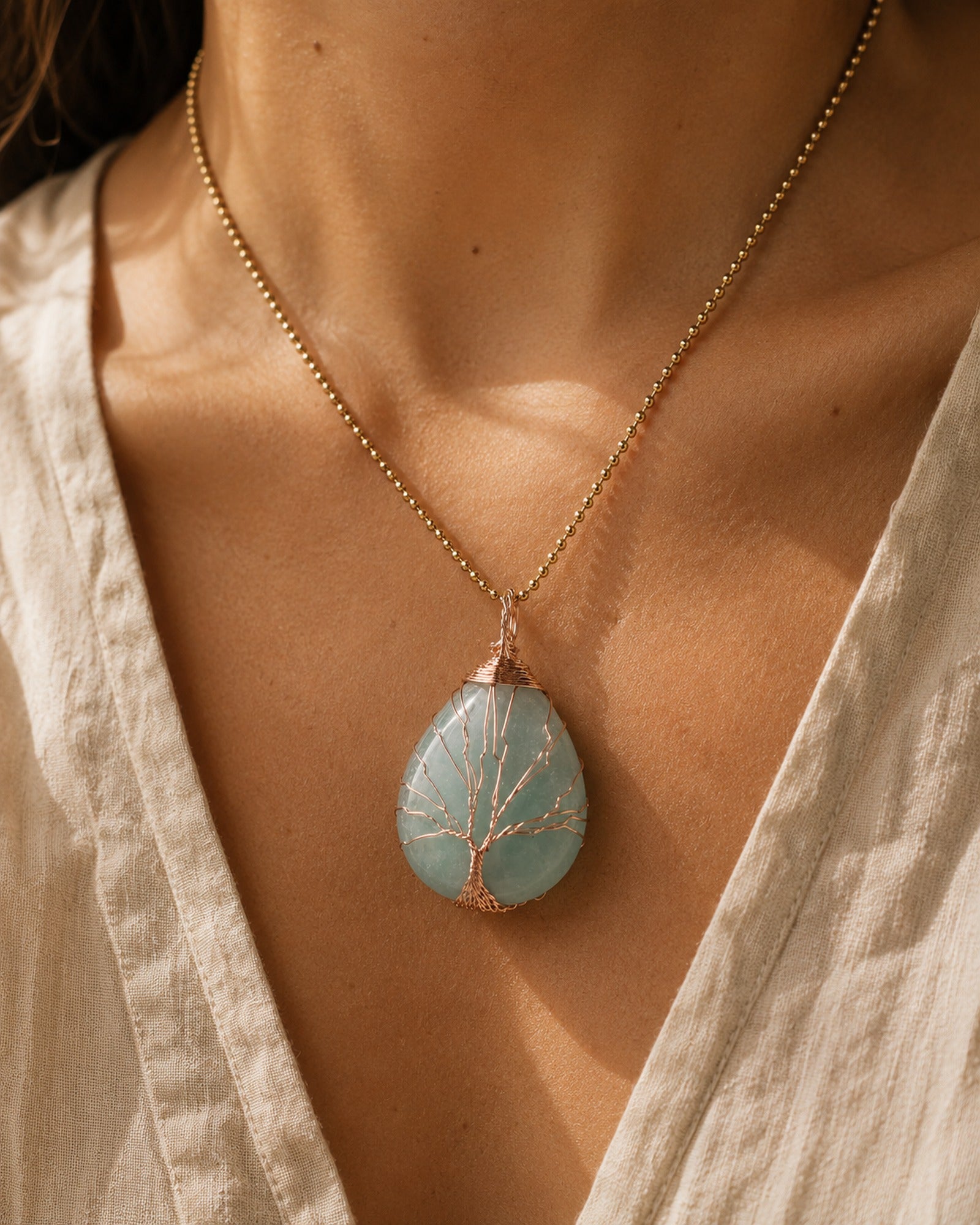 Tree of Life Crystal Necklace worn