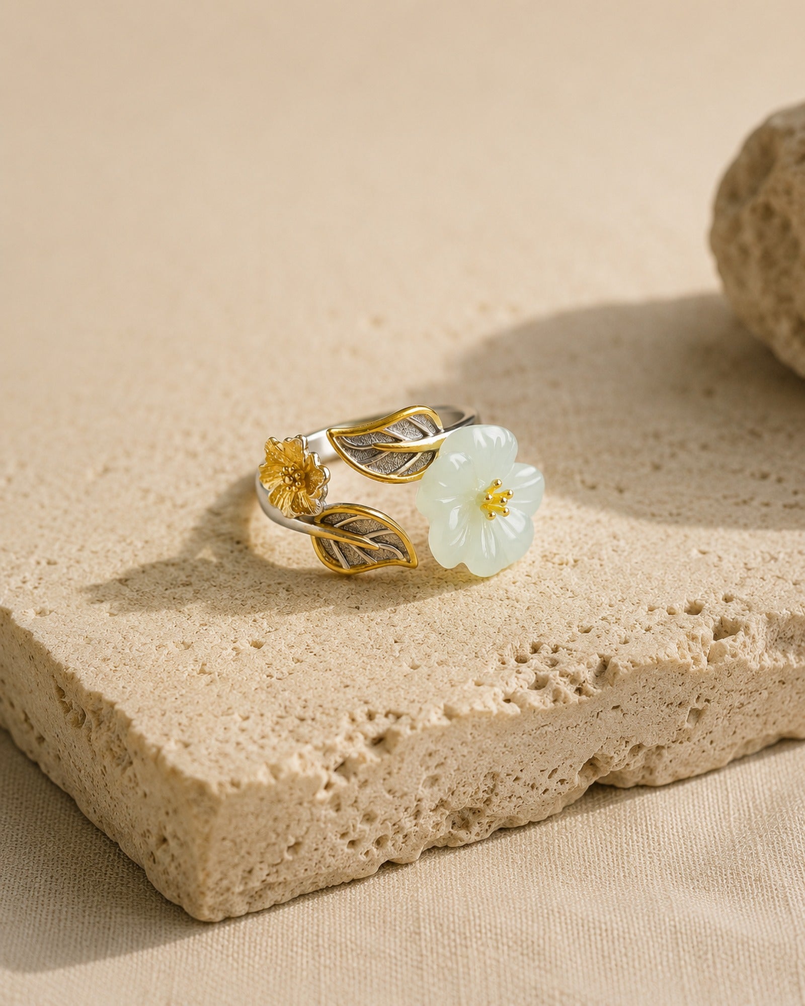 White Jade Plum Blossom Ring hero