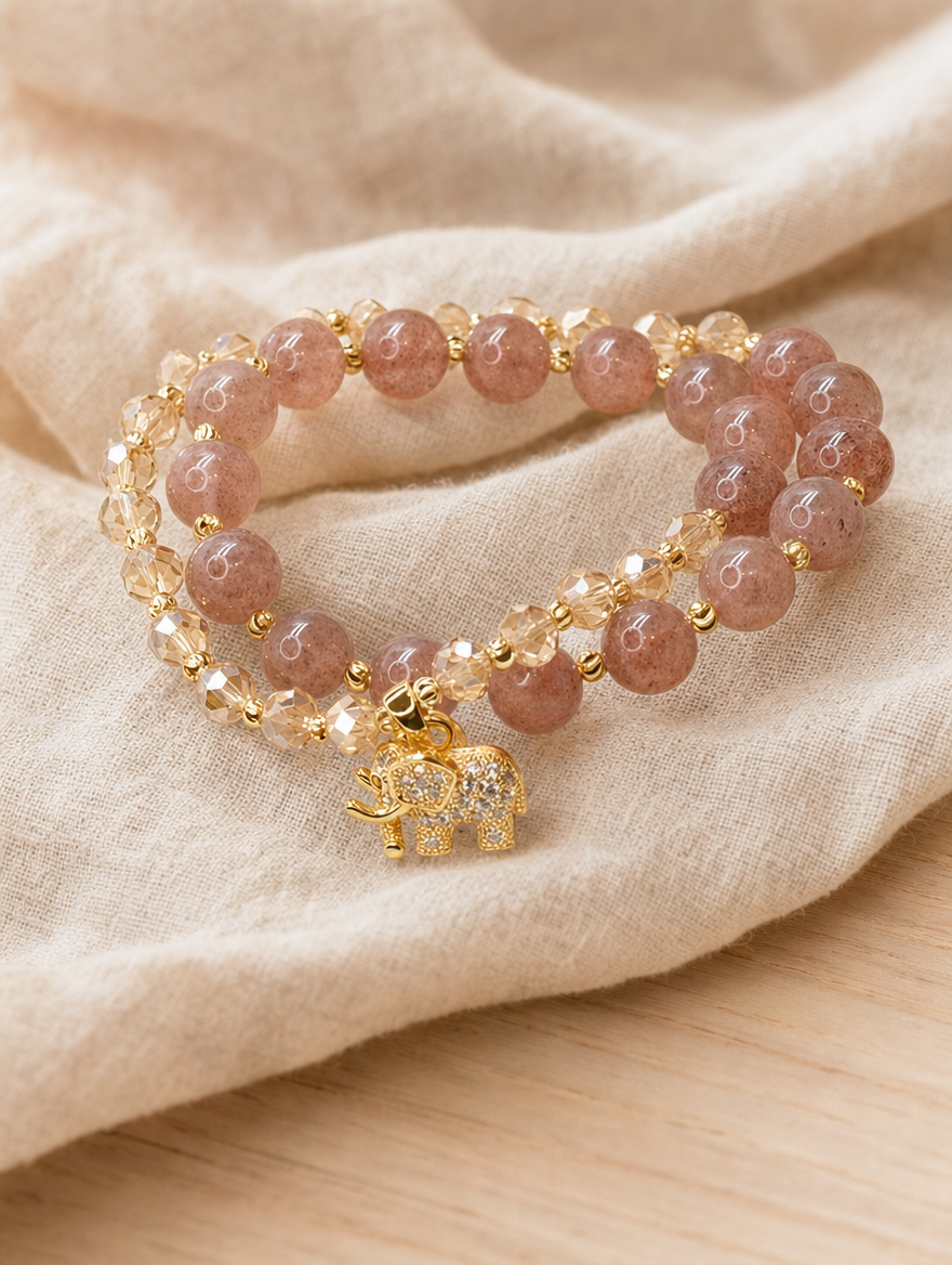 Rose Quartz Elephant Bracelet setting