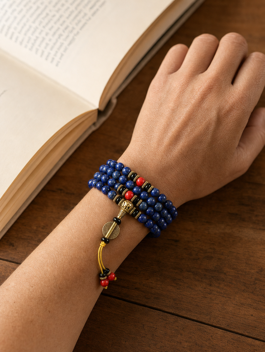 Lapis Lazuli Mala worn