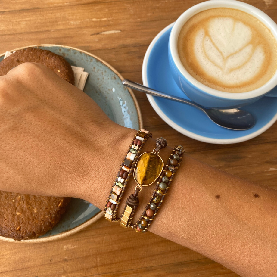 Eye of the Tiger Bracelet - Leather Wrap
