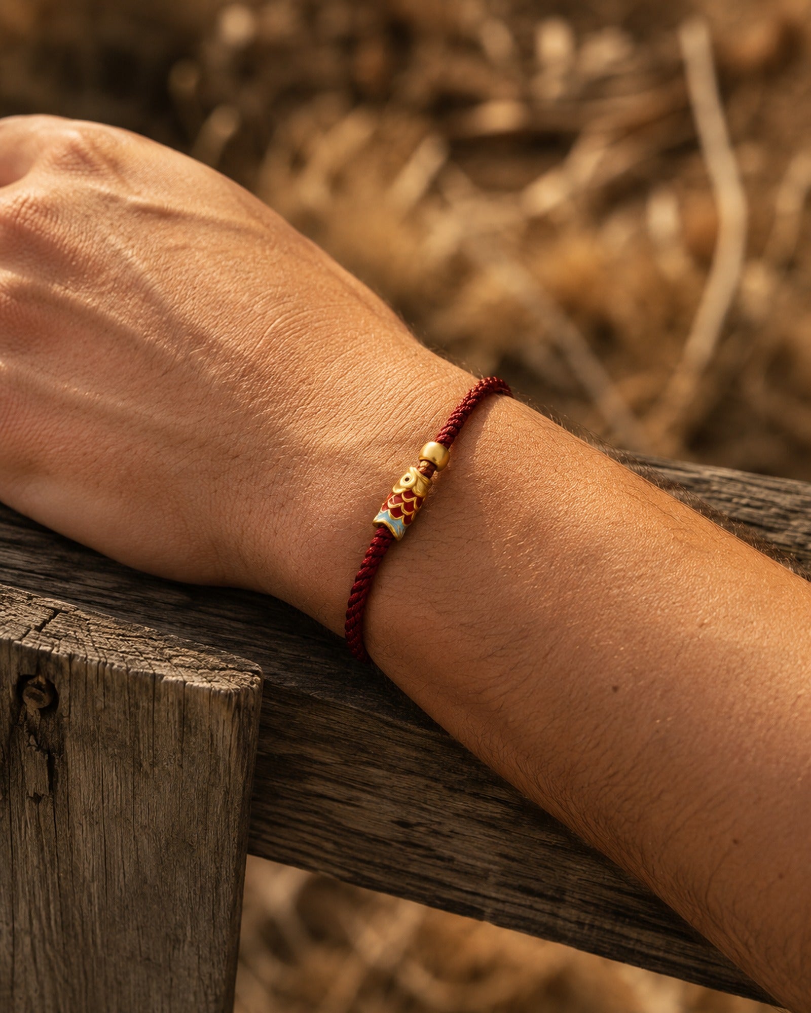 Silver Koi Cord Bracelet worn