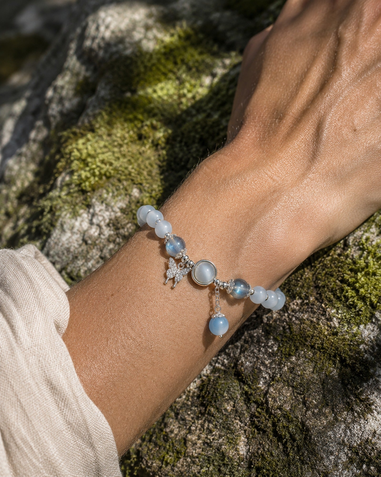 Cat's Eye Moonstone Bracelet worn