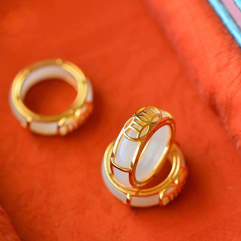 White Jade Luck Ring Necklace