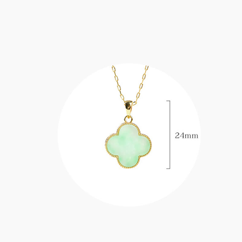 Four Leaf Clover Jade Pattern Luck Necklace Pendant