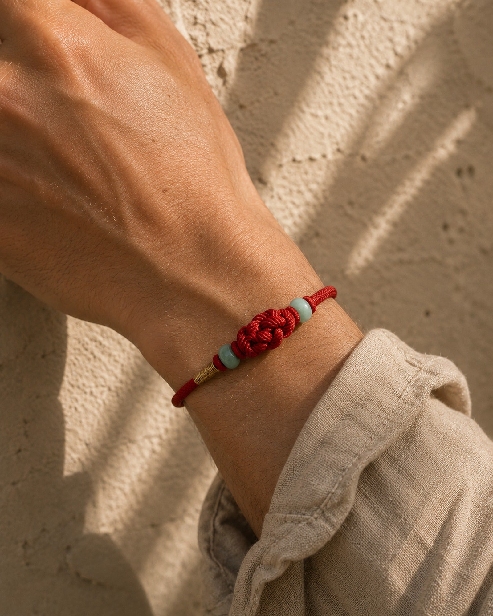 Jade Fortune Knot Bracelet worn