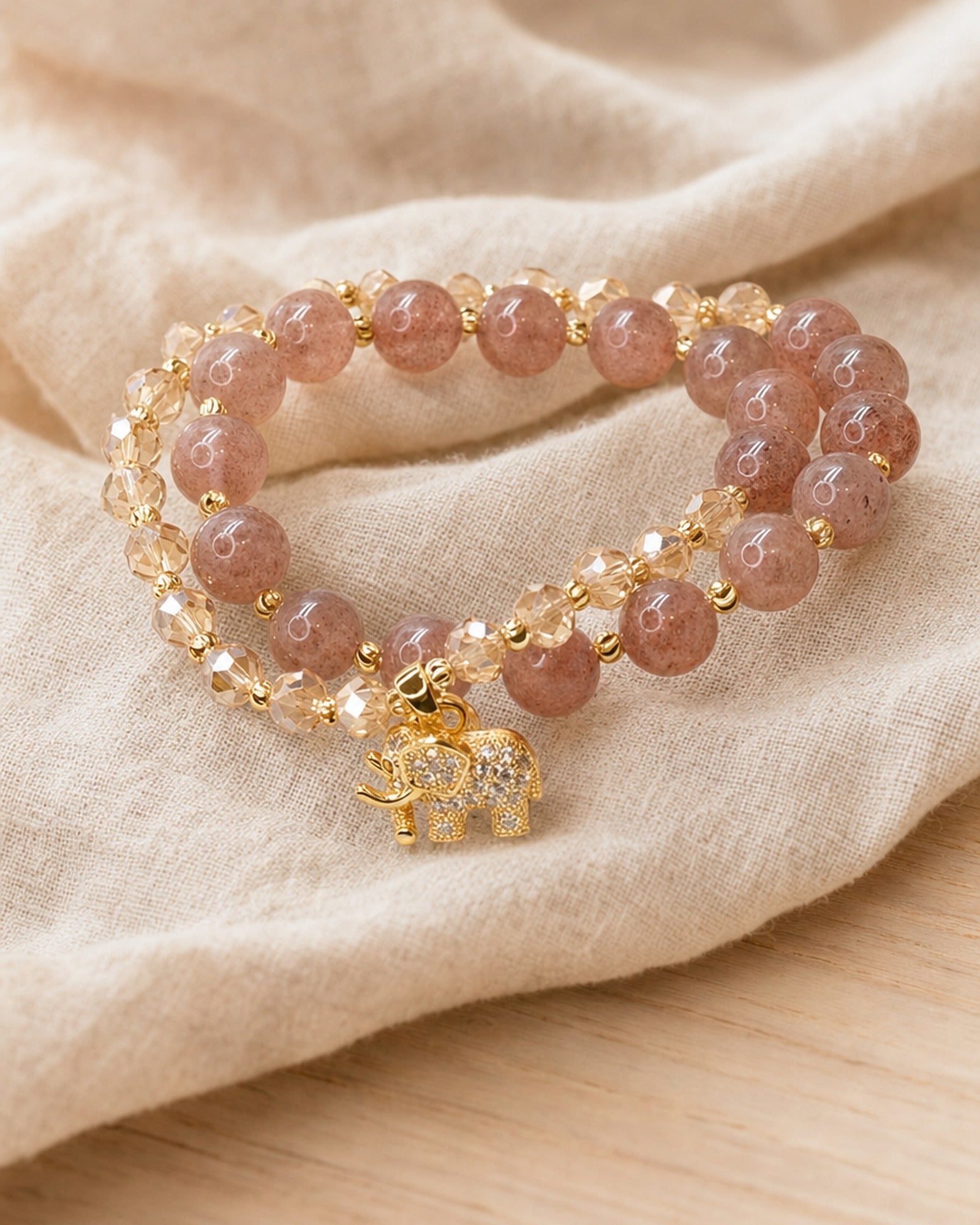 Rose Quartz Elephant Bracelet setting