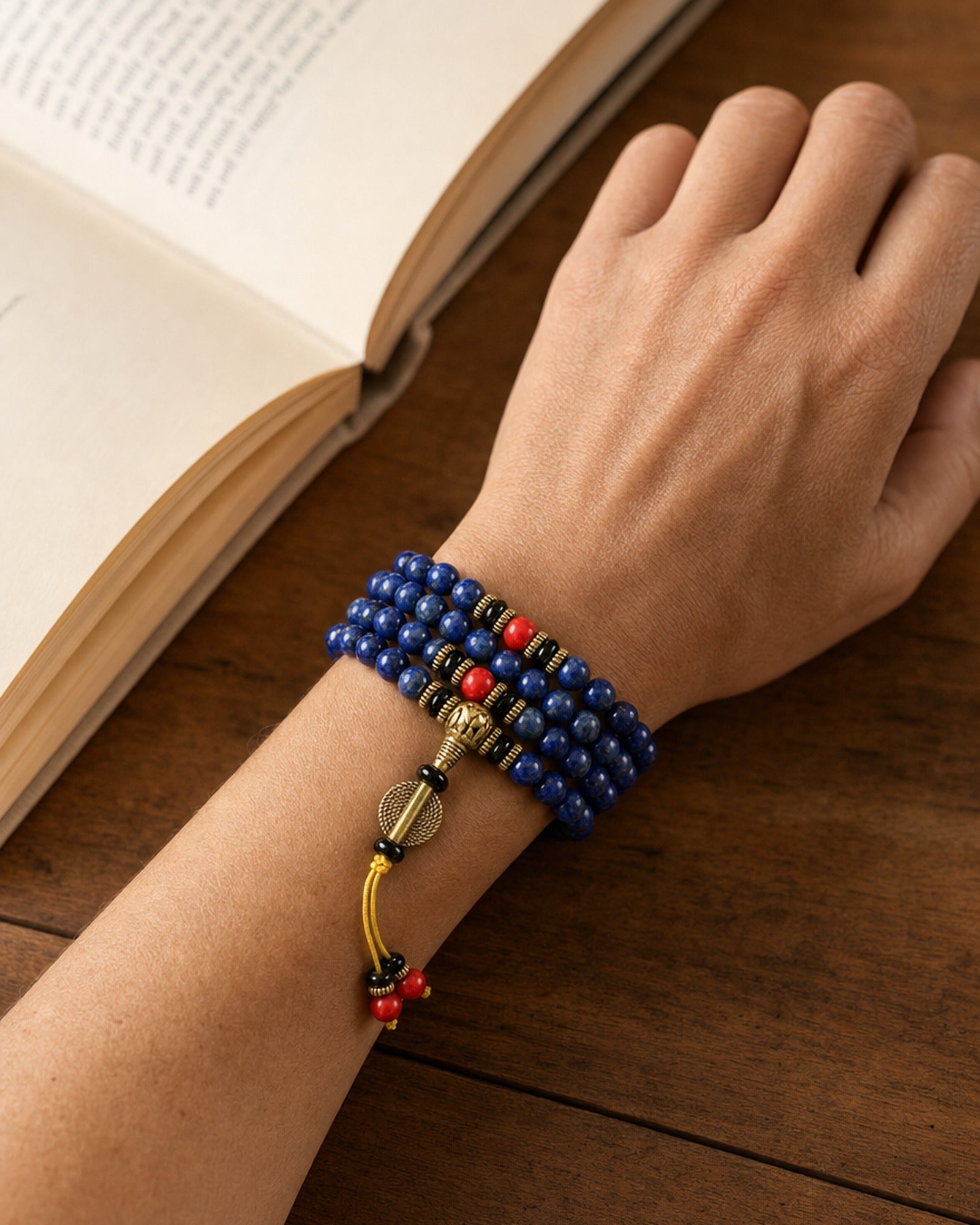Lapis Lazuli Mala worn