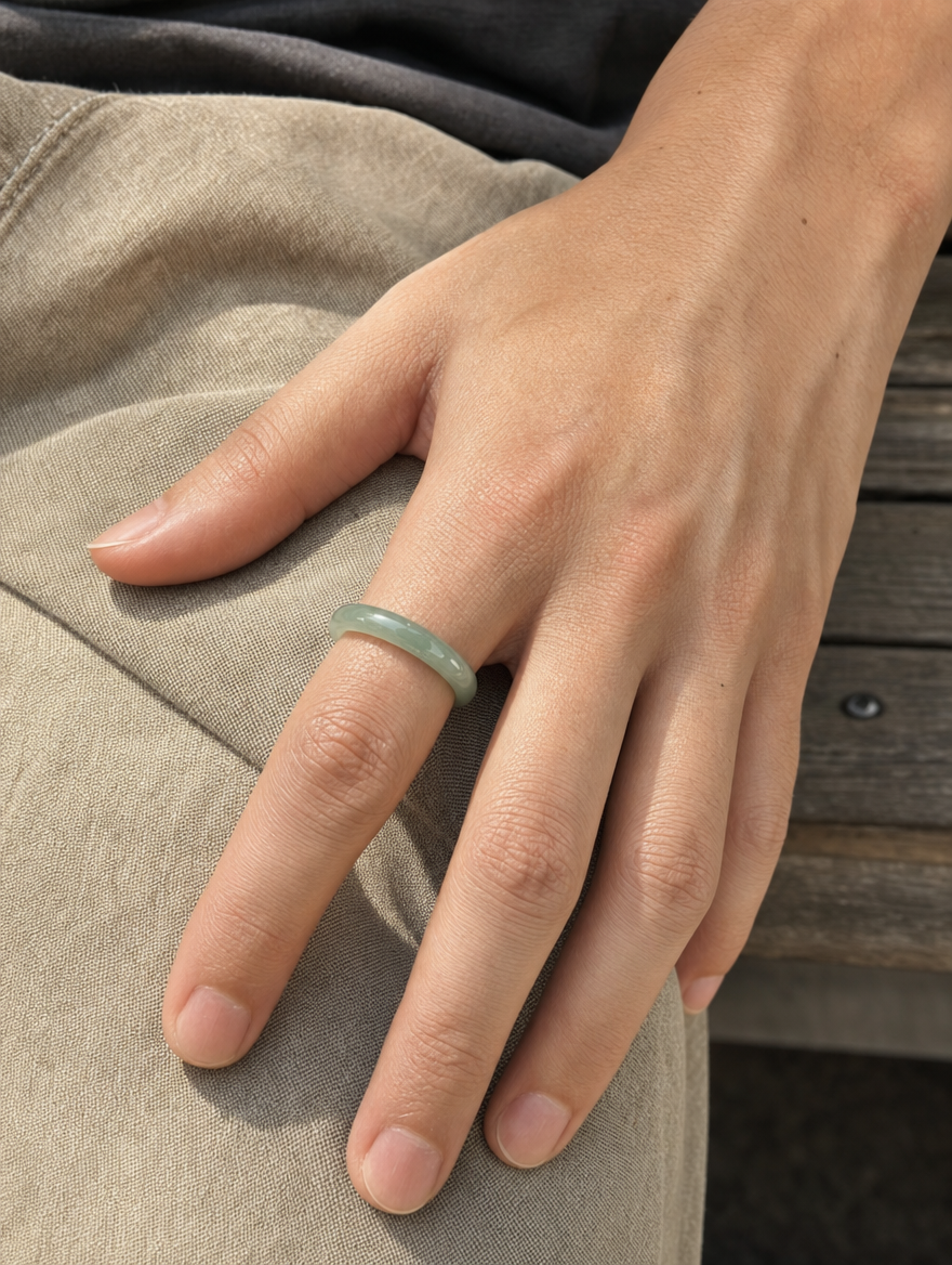 Jade Band Ring worn