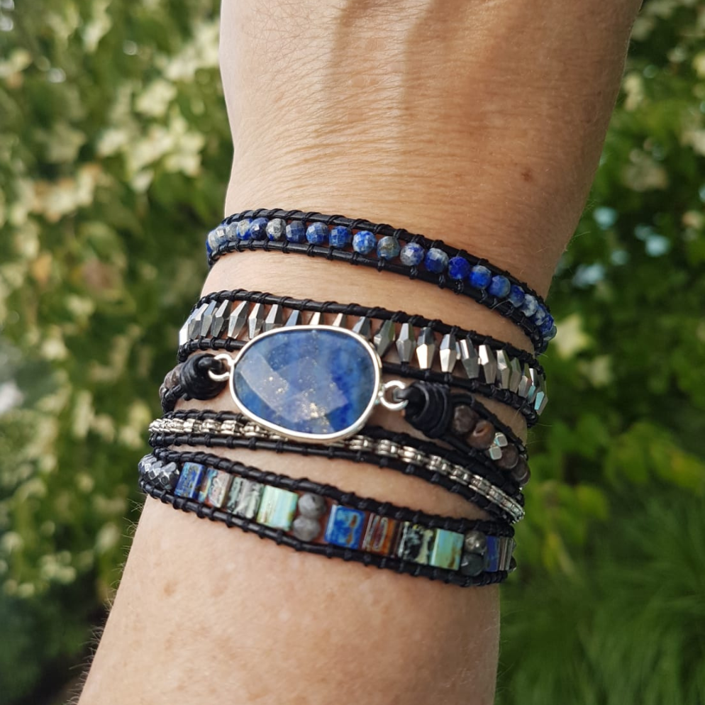 Expressive Blue Bracelet - Lapis Lazuli Wrap