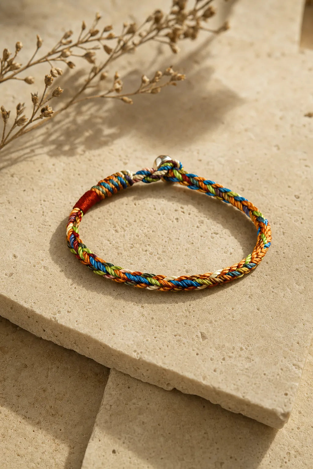 Multicolour Braided Bracelet, ZAIA jewelry, hero view. HERO — Editorial still life. Warm natural light, low-contrast editorial photography.